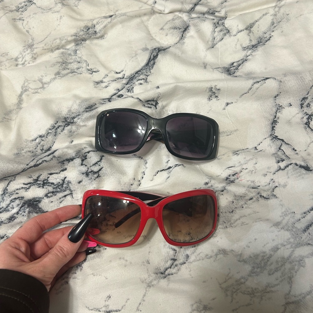 Red and black chunky sunglasses bundle #sunglasses